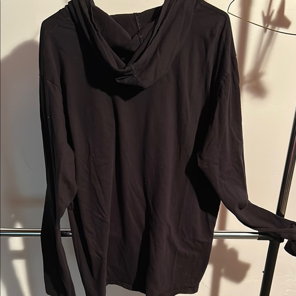Black Long Sleeve tee with hood - Picture 2 of 2